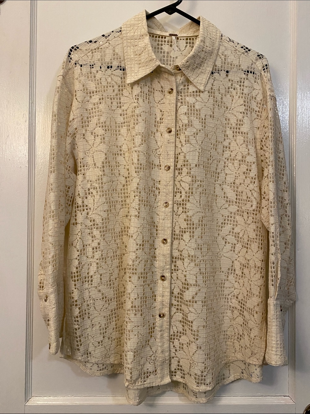 Free People In Your Dreams Lace Button Down Ivory Women’s Small